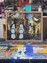 16in x 20in Studio Surface Mixed Media Stars and Moon