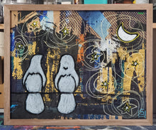 16in x 20in Studio Surface Mixed Media Stars and Moon
