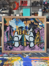 16in x 20in Studio Surface Mixed Media Toasting Pigeons