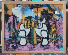 16in x 20in Studio Surface Mixed Media Toasting Pigeons