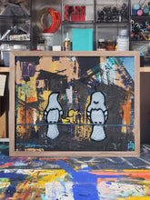 16in x 20in Studio Surface Mixed Media Puppies and Pigeons