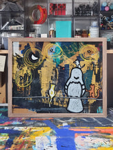16in x 20in Studio Surface Mixed Media Kittens and Pigeons!