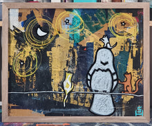 16in x 20in Studio Surface Mixed Media Kittens and Pigeons!