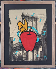 16in x 20in Pigeons, Music And A Big Red Apple.