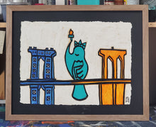 16in x 20in Manhattan Bridge Brooklyn Bridge And Liberty Pigeon